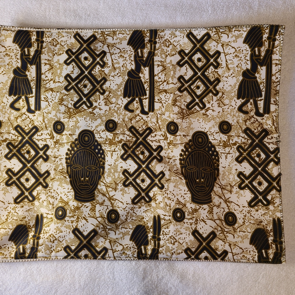 African Print Fabric with Black and Gold Patterns